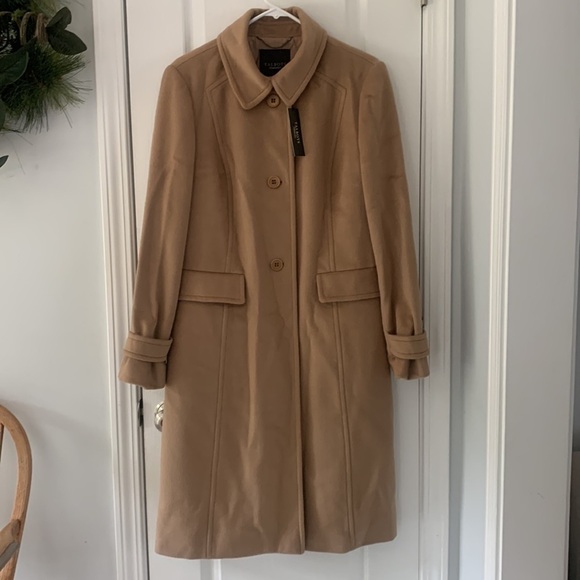 Wool Talbots pea coat tan classic elegant size 14 wool winter classic career NWT - Picture 1 of 16